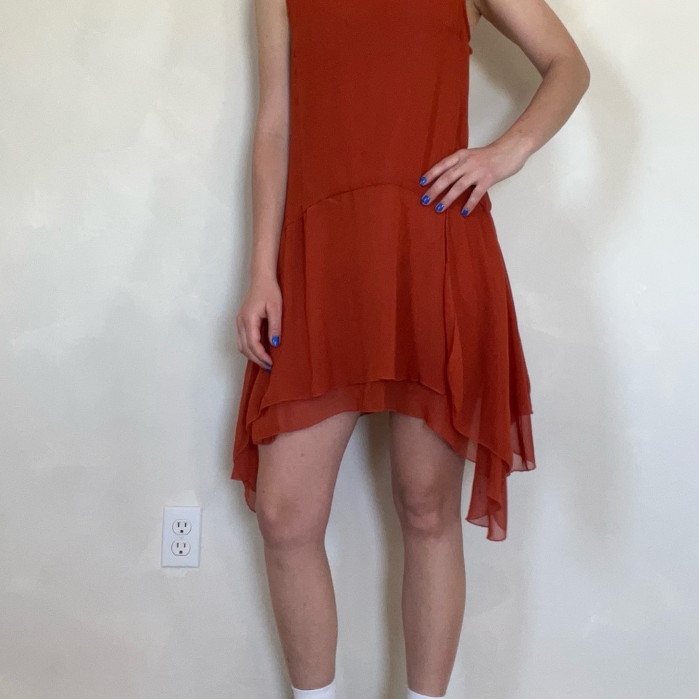 Elegant Sleeveless Orange Dress